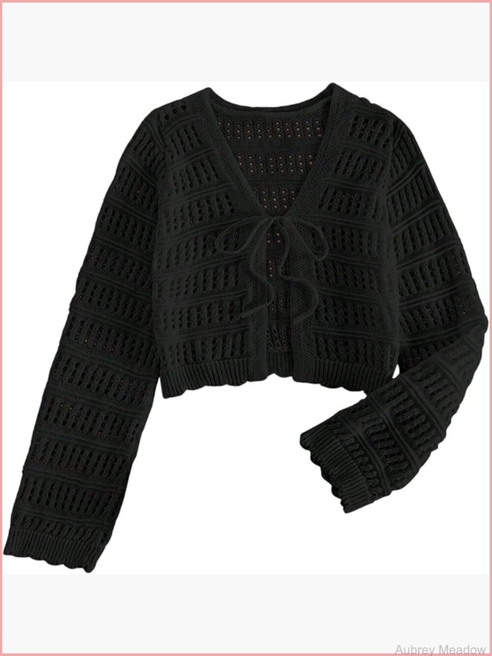 Tie Front Hollow Out Knit Crop Cardigan - Boho Summer Cover Up
